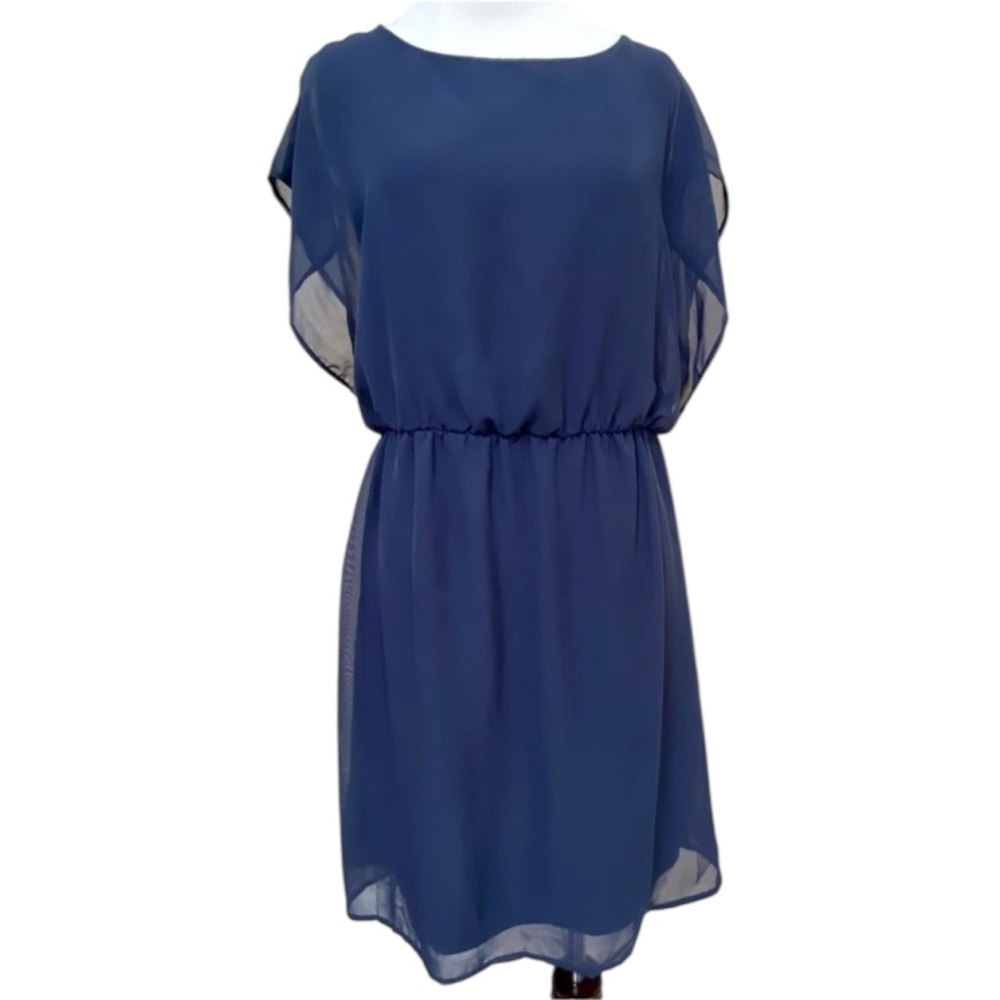 CHARMING CHARLIE NAVY BLUE DRESS MINI SMALL CHIFFON FEMININE OFFICE WORK SUMMER